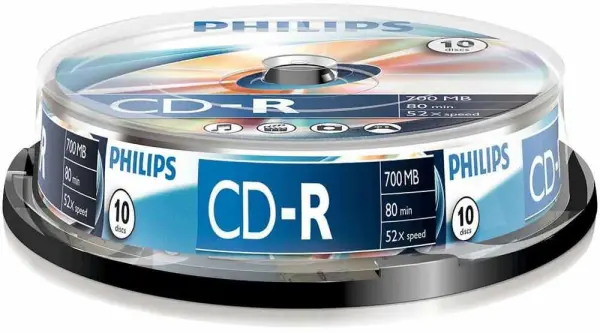 Philips 52x Speed CD-R Blank Discs, 10-Pack