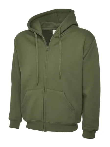 Uneek Unisex Classic Full Zip Hoodie - Olive, Size M