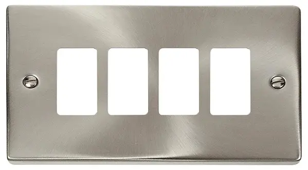 GridPro Deco Frontplate, 4 Gang, Satin Chrome, 146x88mm