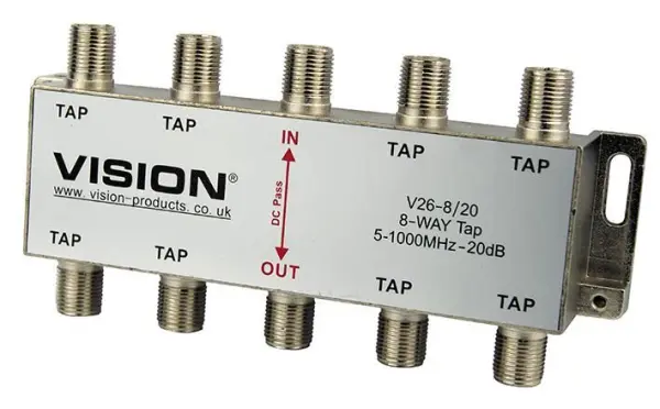 VISION 8-Way 20dB MATV 탭 V26-8/20, 다이캐스트 하우징