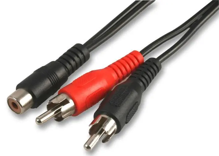 Pro Signal Phono RCA Female to 2x Male Lead, 15cm Black