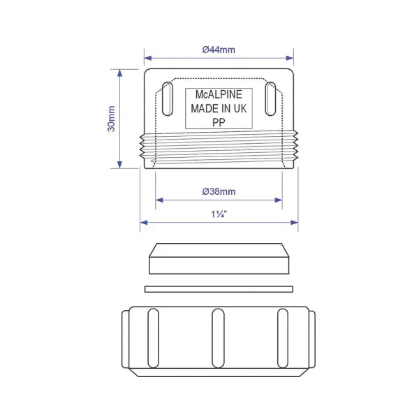 McAlpine S23U Multifit Blanking Plug, White, 32 mm