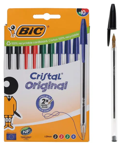 BIC Cristal Original Medium Ballpoint Pens Mixed Colours 10 Pack