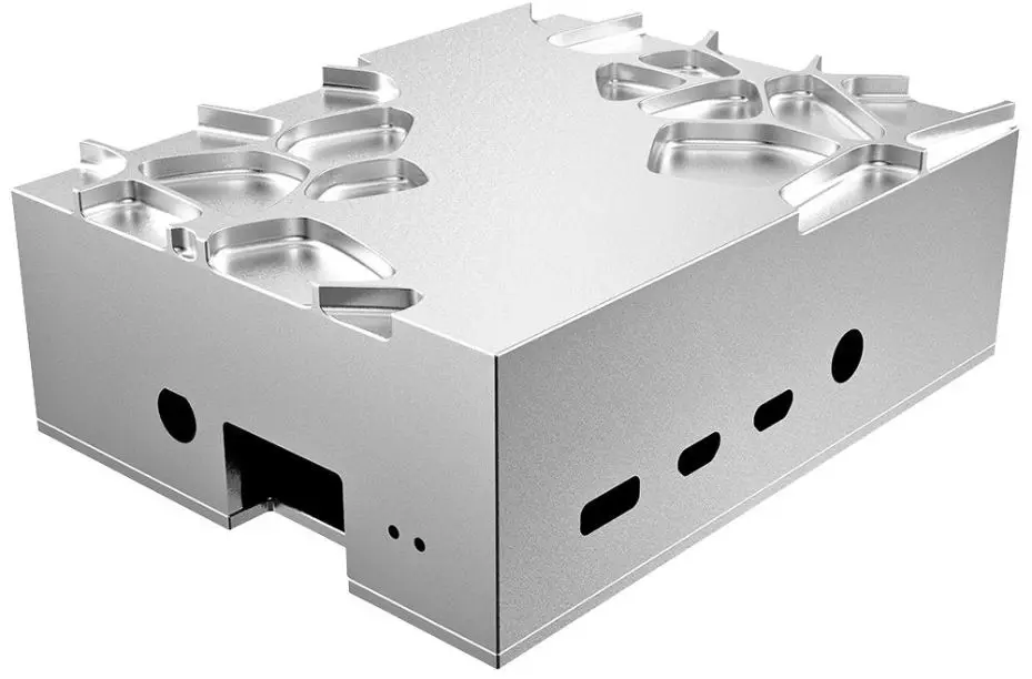 AKASA מארז אלומיניום דמוי יהלום ל-Raspberry Pi 4, כסף