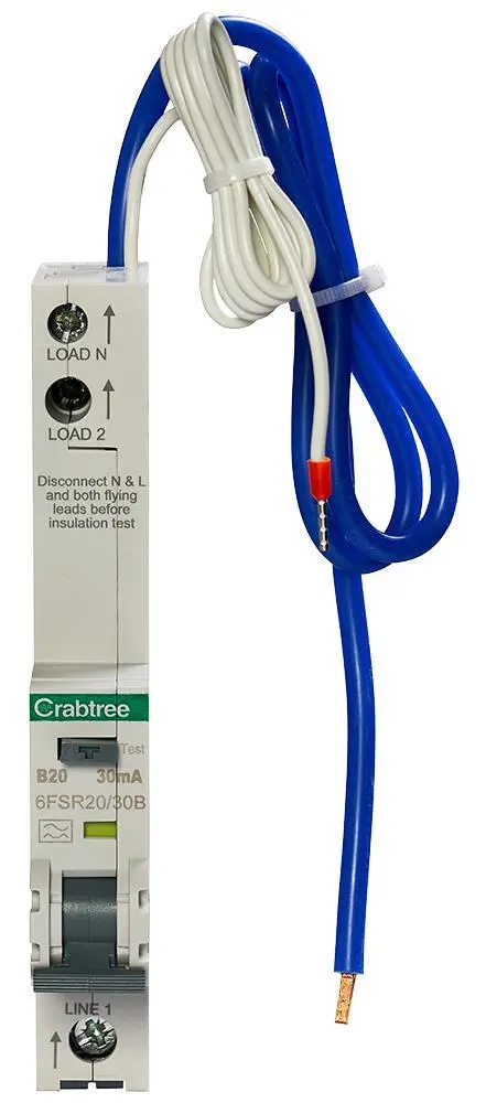 Crabtree Loadstar RCBO aonpholach 20A 30mA, Cuma B, 6kA