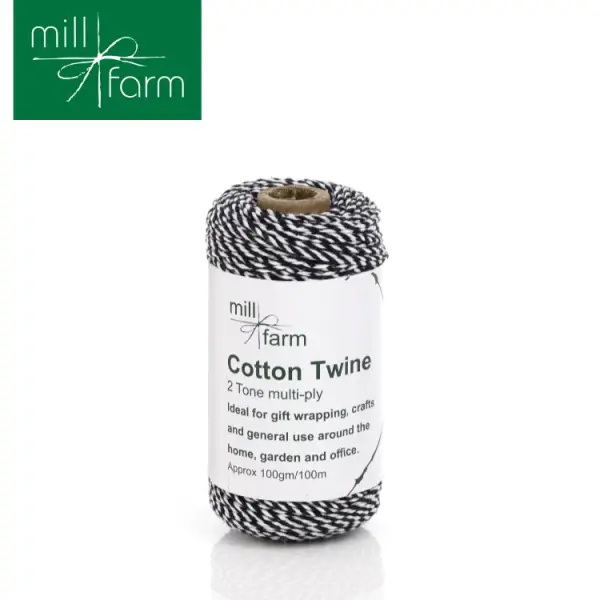 Mill Farm Baumwoll-Schnurspule 100g Schwarz/Weiß, 100m