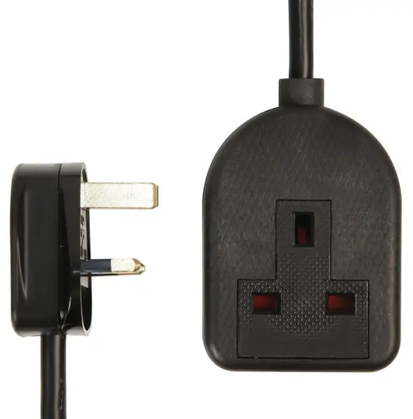 PRO ELEC Prolongateur secteur caoutchouc, 1 prise, 13A, 2m, Noir