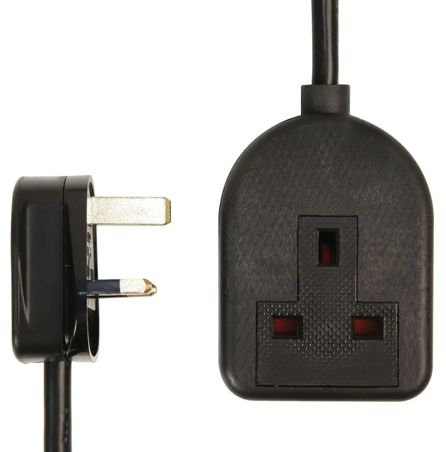 PRO ELEC Cabo de Extensão Elétrica em Borracha, 1 Tomada, 13A, 2m, Preto