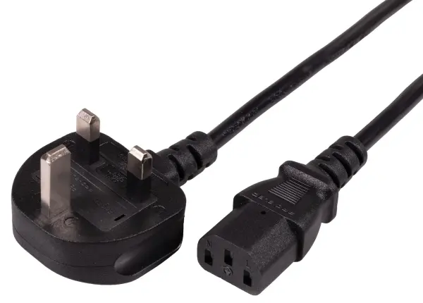 PRO ELEC UK Mains Plug with Fuse to IEC C13 Mains Lead - Black 5A 0.75mm 2.5m