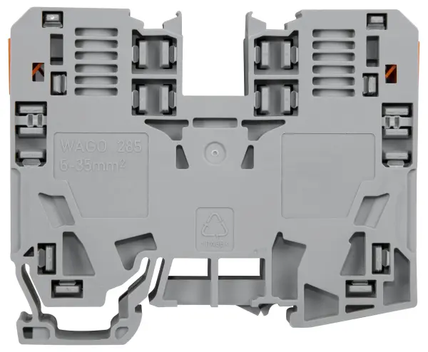 WAGO 2-Conductor Through Terminal Block, 35mm DIN Rail, 125A, Grey