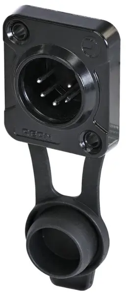 REAN 5극 XLR 플러그, 패널 장착형, IP65, 블랙, 주석 도금