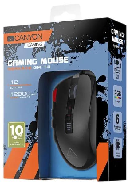 CANYON Merkava 12-Button Optical Gaming Mouse, Black