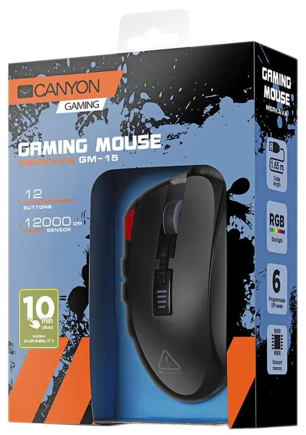 Souris de jeu optique CANYON Merkava à 12 boutons, noire