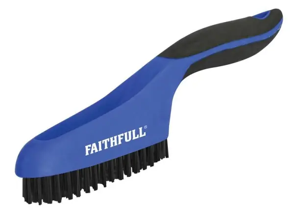 Faithfull Soft Grip Scratch Brush, Plastic Bristles, 4 x 16 Row