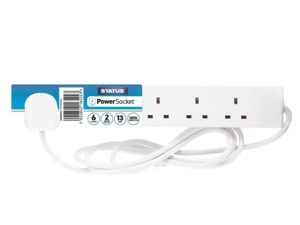 STATUS® Ciabatta Elettrica con Indicatore Neon - 6 Prese, 2m