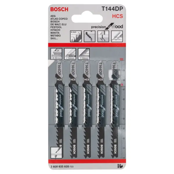 Bosch Hojas de Sierra de Calar T144DP de Precisión, Pack de 5