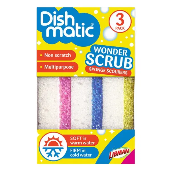 Dishmatic Wonder Scrubs Sponge Scourers 3 Pack
