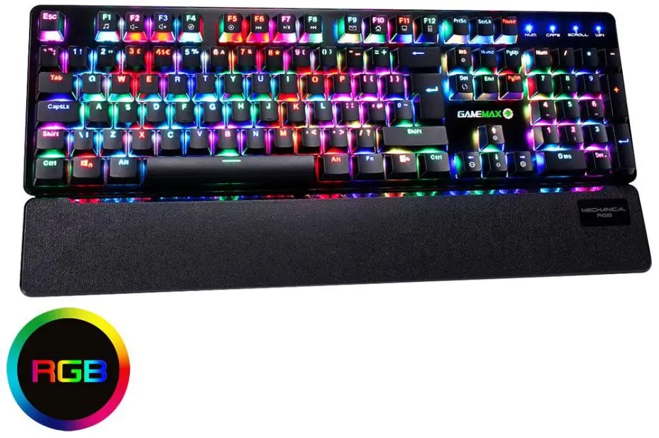 Teclado Mecânico de Jogo GAMEMAX Strike RGB, Preto