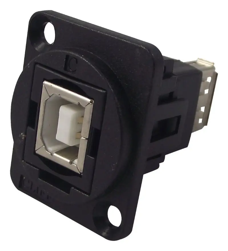 CLIFF USB 2.0 B to A Panel Mount Adapter, Black, XLR Frame