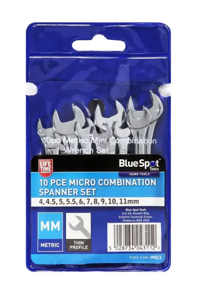 Blue Spot Tools 10点セット ミクロコンビネーションレンチ (4-11mm)