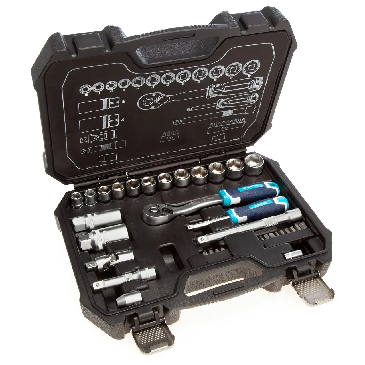 Eclipse ESS34PS 1/4in & 3/8in Square Drive Socket Set (34 Piece)