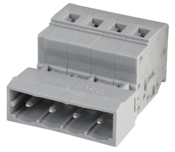 WAGO Pluggable Terminal Plug Connector, 4-way, 5mm Pitch, Grey