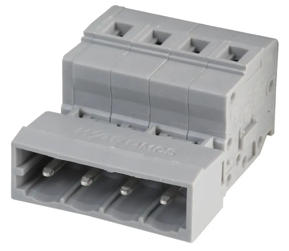WAGO Pluggable Terminal Plug Connector, 4-way, 5mm Pitch, Grey