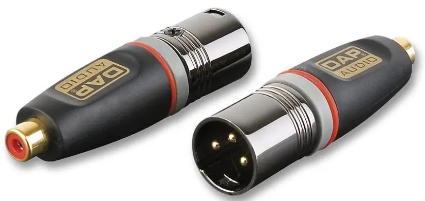 XCALIBER 3-pins XLR Male naar RCA Female Adapter, Goudgegalvaniseerd