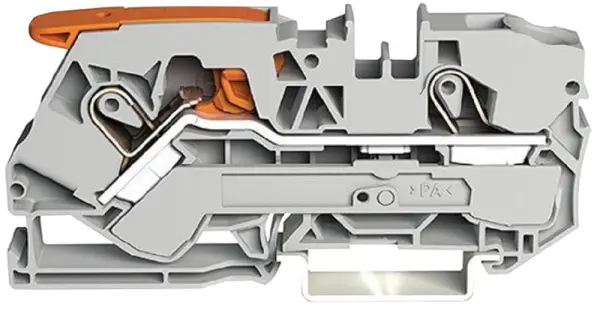 WAGO 2-Conductor Through Terminal Block with Lever and Push-In Cage Clamp for 6 - Grey