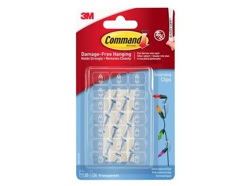 Command Clear Decorating Clips with Strips - Pack of 20
