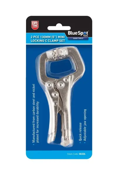Blue Spot Tools Kit de 2 Sargentos C de 100mm com Bloqueio