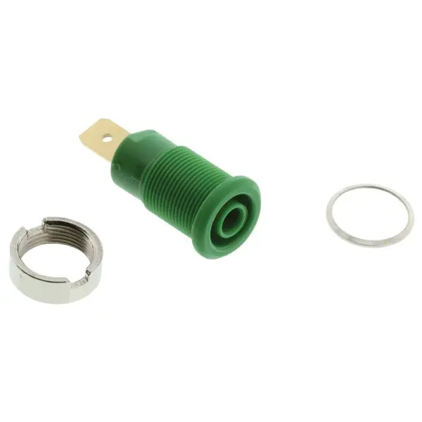4mm Panel Mount Banana Socket Green 32A 5 Pack