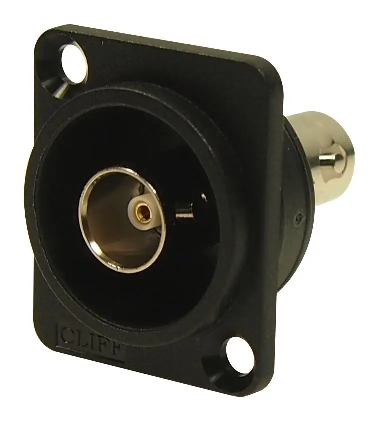 CLIFF Electronic BNC 75Ω Διαπεραστικός Σύνδεσμος, Τοποθέτηση σε Πίνακα, Μαύρος