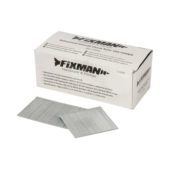 Fixman Pregos Galvanizados de Cana Lisa 18G - 50x1,25mm, Pacote de 5000
