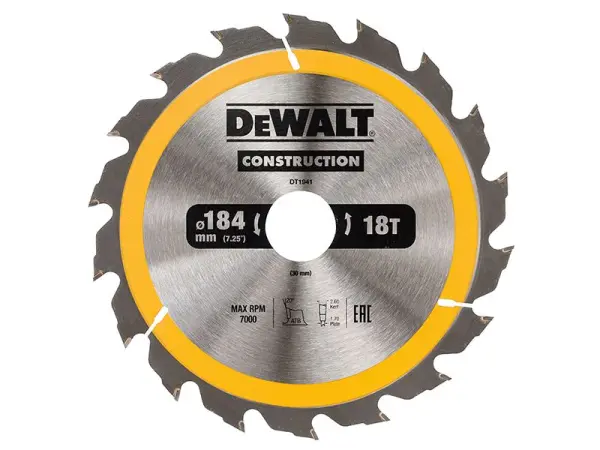 Dewalt Λεπίδα Κυκλικού Πριονιού 184mm, 18 Δόντι, για Ξυλεία