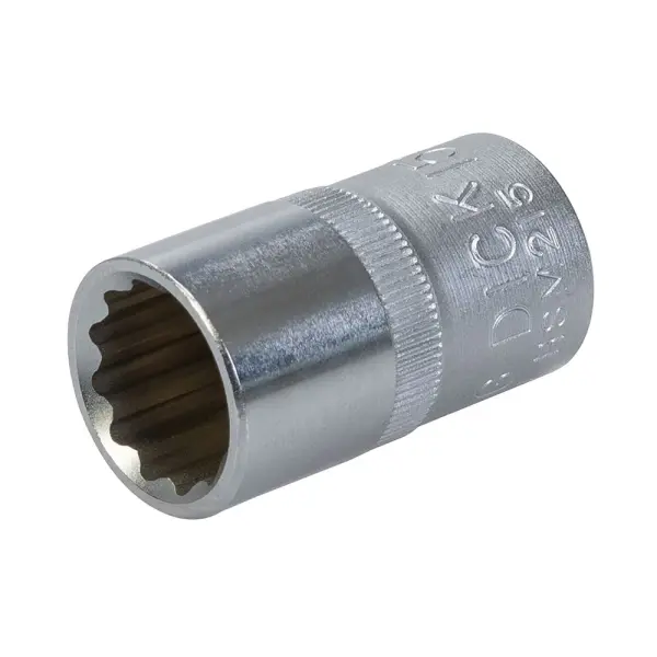 King Dick 1/2'' Drive 12-Point Metric Socket, 15mm, Chrome-Plated Steel