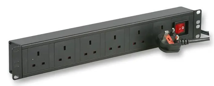 POWERDATA TECHNOLOGIES - 6-fach horizontale 19-Zoll-Schrank-PDU für UK-Stecker