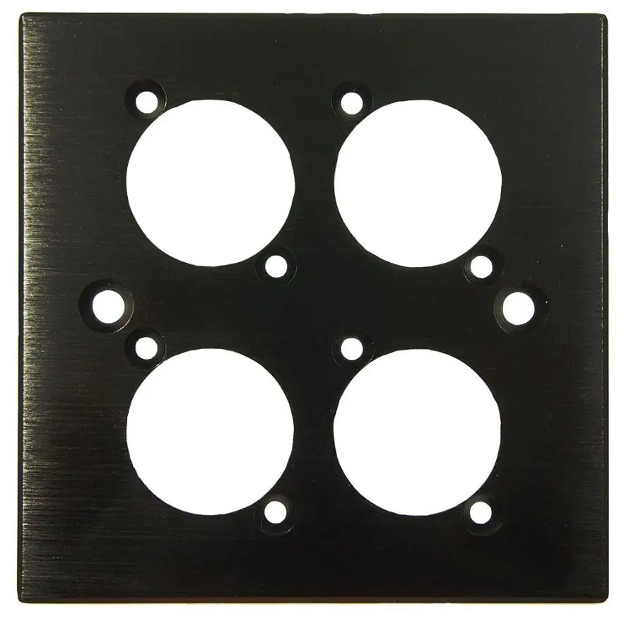 CLIFF Placa frontal XLR 4 vías, Aluminio negro, 4 módulos