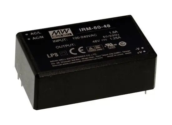 MEAN WELL ספק כוח 12V 5A 60W להרכבה על PCB
