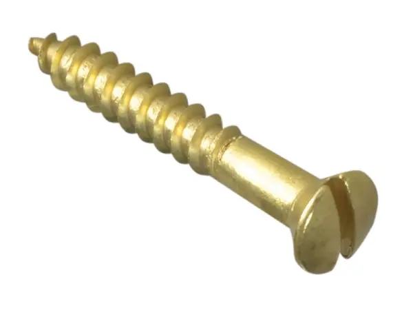 ForgeFix Wood Screw Slotted Raised Head, Brass, 1in x 6, Pack of 20