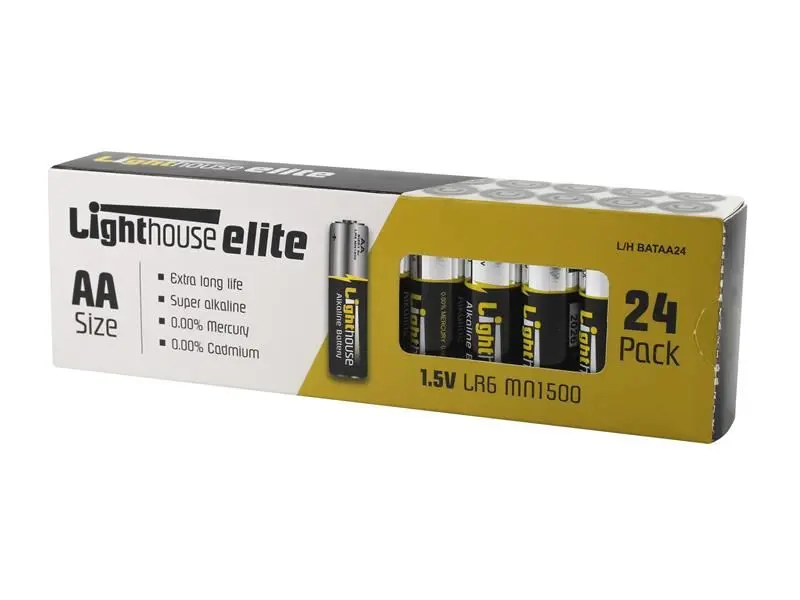Lighthouse AA LR6 Alkaline Batteries 2400mAh (Pack of 24)