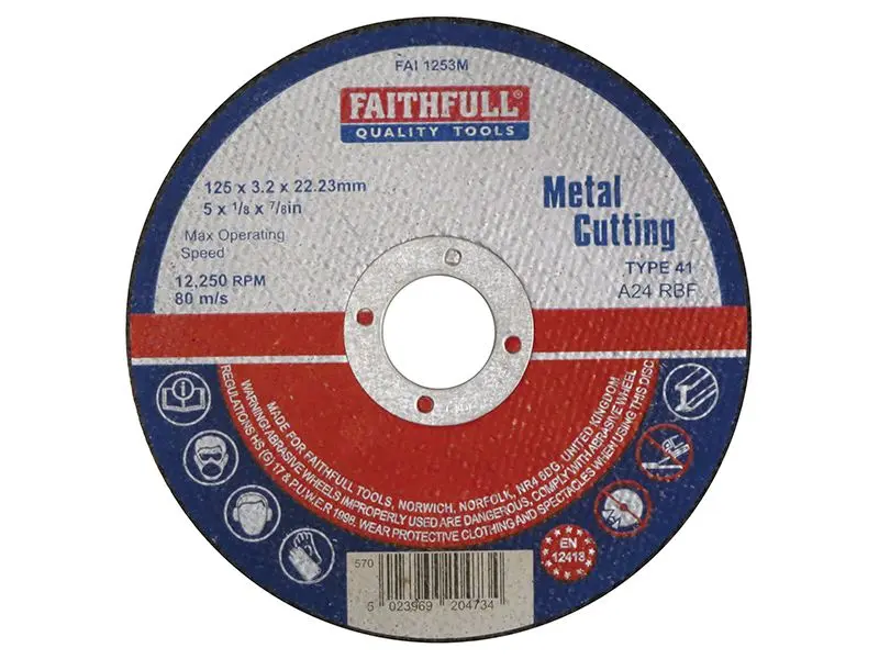 Faithfull - Disque à tronçonner métaux, 125 x 3.2 x 22.23mm