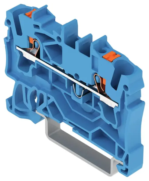 WAGO 2 Conductor Through Terminal Block with Push Button and Test Port, DIN-Raï - Blue