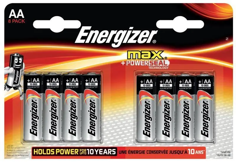 Energizer Max Batterie Alcaline AA, Confezione da 8
