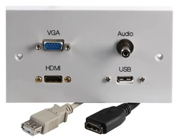 PRO SIGNAL - 2-fach Multimedia-Wanddose mit 1x HDMI, VGA, 3,5mm Klinke & USB-A