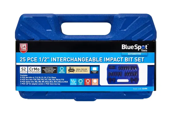 Blue Spot Tools - 25pc Set Bit Tukul Impak 1/2″ Boleh Tukar (H6-H19, T30-T70, M