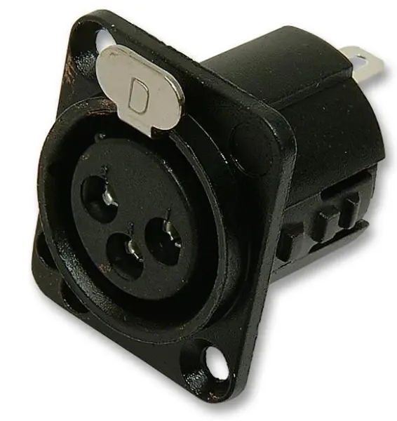 DELTRON XLR Panel Socket, 3 Pole, Black