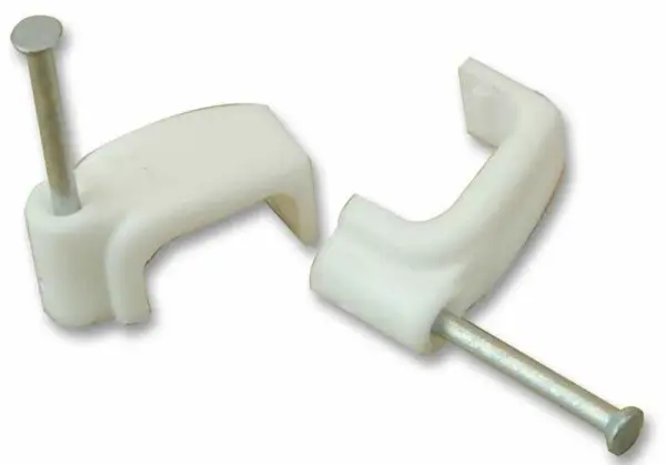 UNIFIX Crochets pour Cables Plat Jumelé et Terre 6.0mm, Blanc, Lot de 100