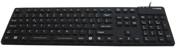 ACCURATUS AccuMed IP67 Antibacterial Medical Keyboard, USB/PS/2, Black