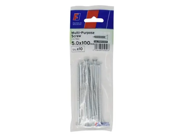 ForgeFix Vielzweck-Pozi-Schraube Senkkopf verzinkt 5.0 x 100mm ForgePack 10